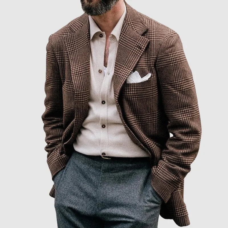 Herrarnas Rutig Blazer – Stilig Tyg för Alla Tillfällen