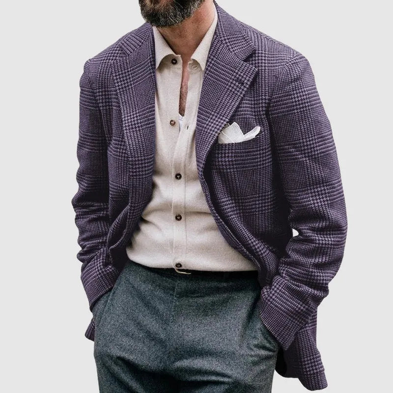 Herrarnas Rutig Blazer – Stilig Tyg för Alla Tillfällen