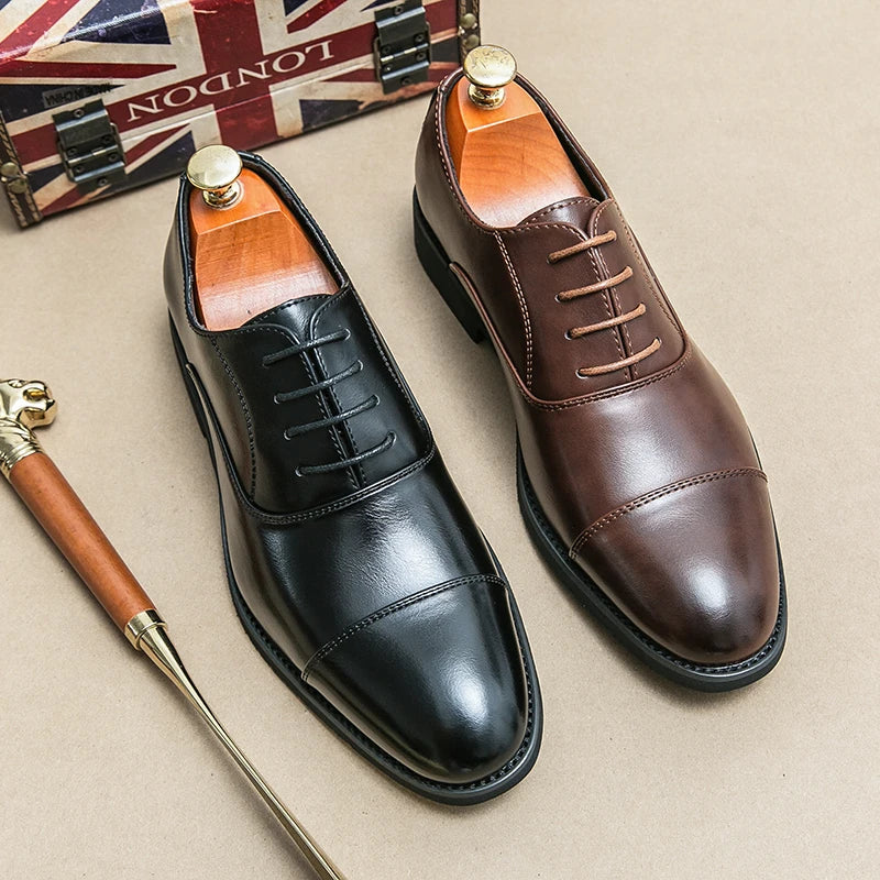 Herrklassiska Oxfordskor – Stiliga Snörade Formella Skor