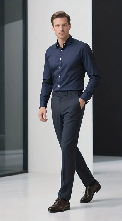 Herrslimfit vit skjorta för formella tillfällen