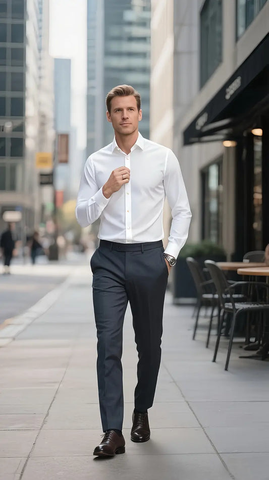 Herrslimfit vit skjorta för formella tillfällen