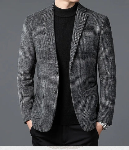 Herrens Glen Check Blazer - Stilig Design med Två Knappar för Formella och Smart-Casual Tillfällen