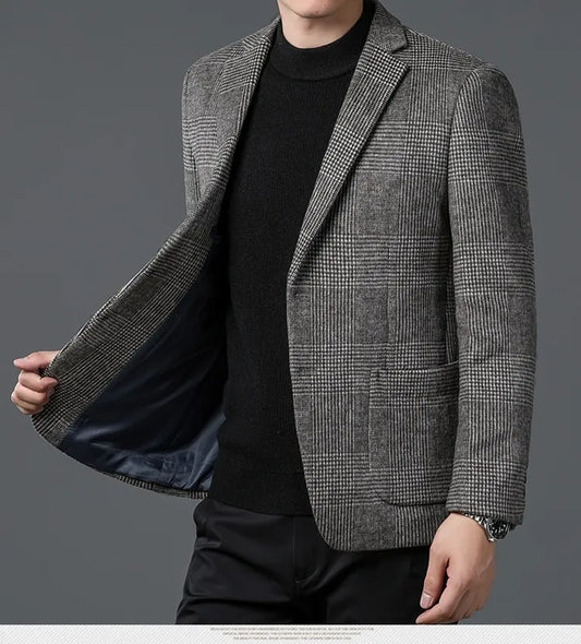 Herrens Glen Check Blazer - Stilig Design med Två Knappar för Formella och Smart-Casual Tillfällen