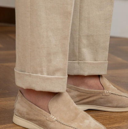 Herrens italienska stil hög midja plisserade byxor för formella evenemang