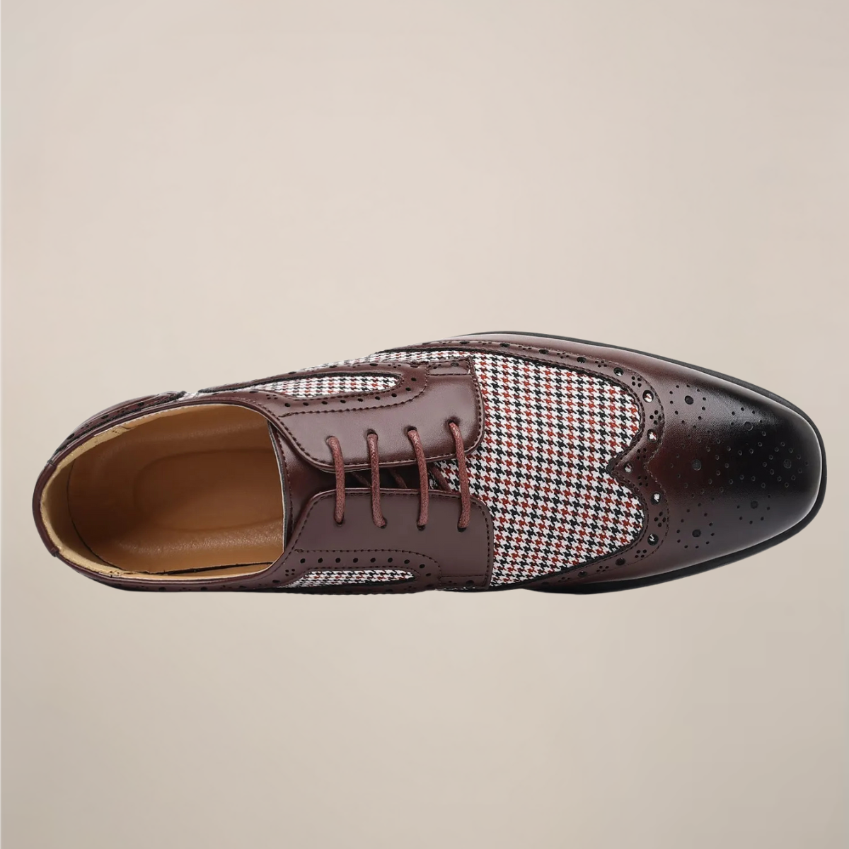 Herrars Houndstooth Oxford Dress Skor - Sofistikerad Brogue Stil för Formella Evenemang