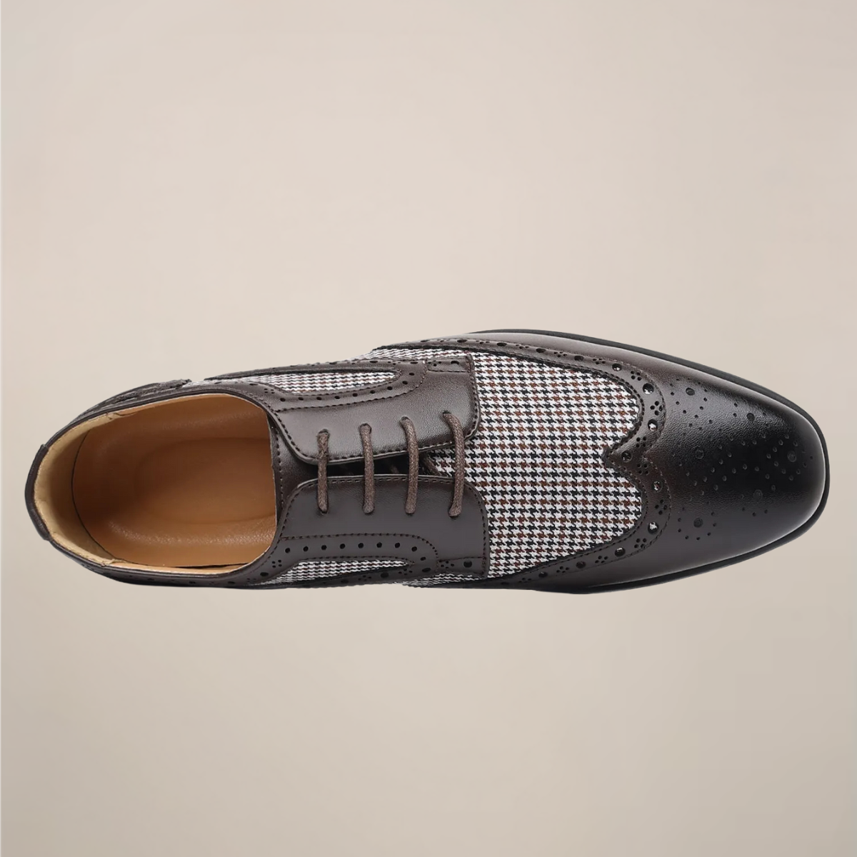 Herrars Houndstooth Oxford Dress Skor - Sofistikerad Brogue Stil för Formella Evenemang