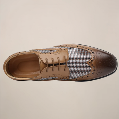 Herrars Houndstooth Oxford Dress Skor - Sofistikerad Brogue Stil för Formella Evenemang
