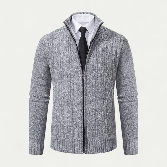 Herrstickad Zip Cardigan – Stilig Lager för Varje Tillfälle