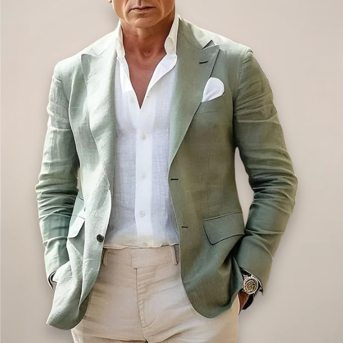 Herrens Linneblandning Blazer för Smart Casual Tillfällen