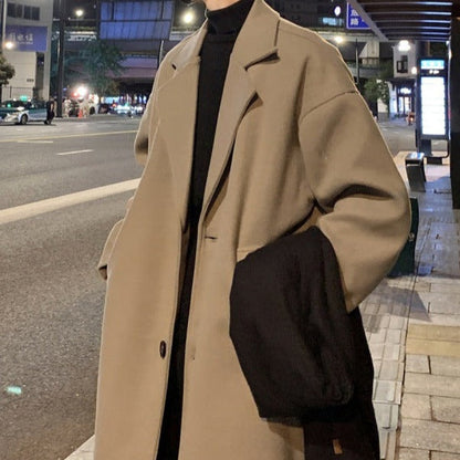 Herrens Lång Kappa med Bälte – Klassisk Ulldesign för Formella Tillfällen