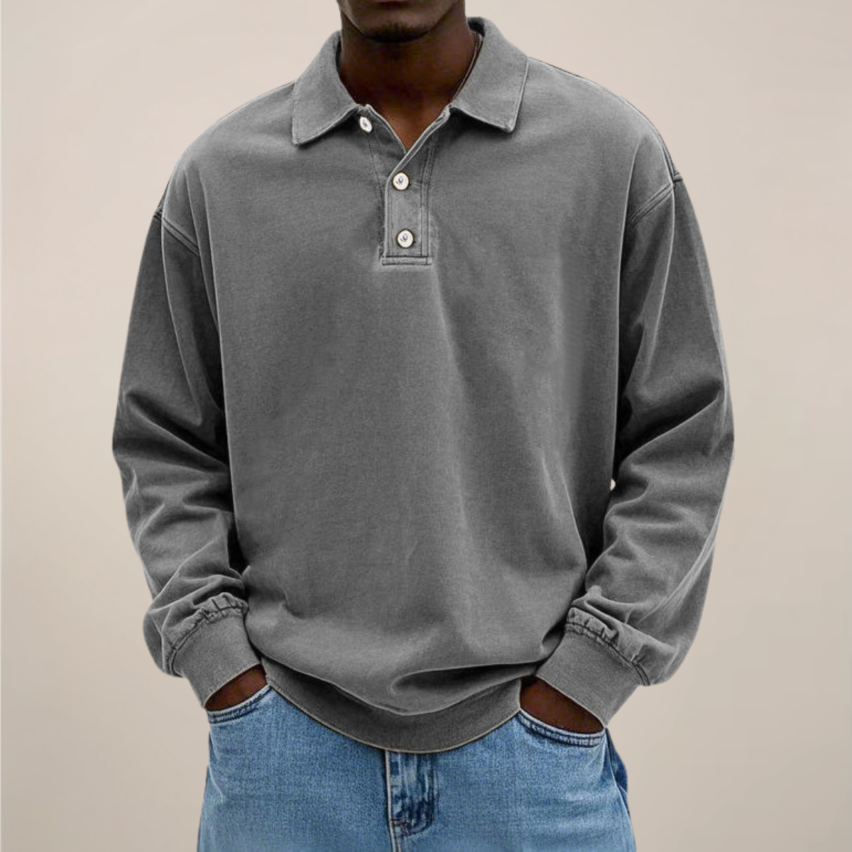 Herrars långärmad polo - Stilren bomullsblandning för alla tillfällen
