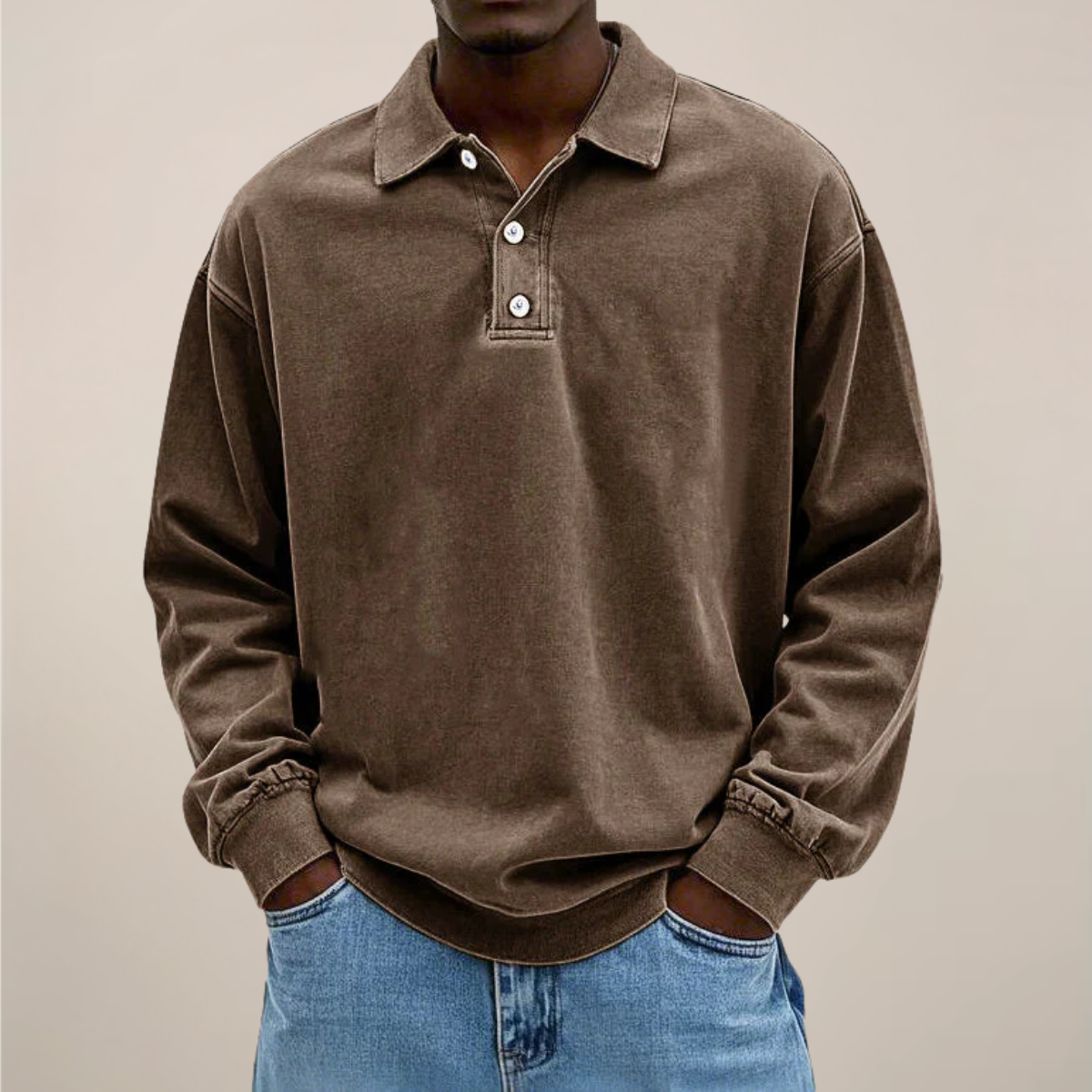 Herrars långärmad polo - Stilren bomullsblandning för alla tillfällen