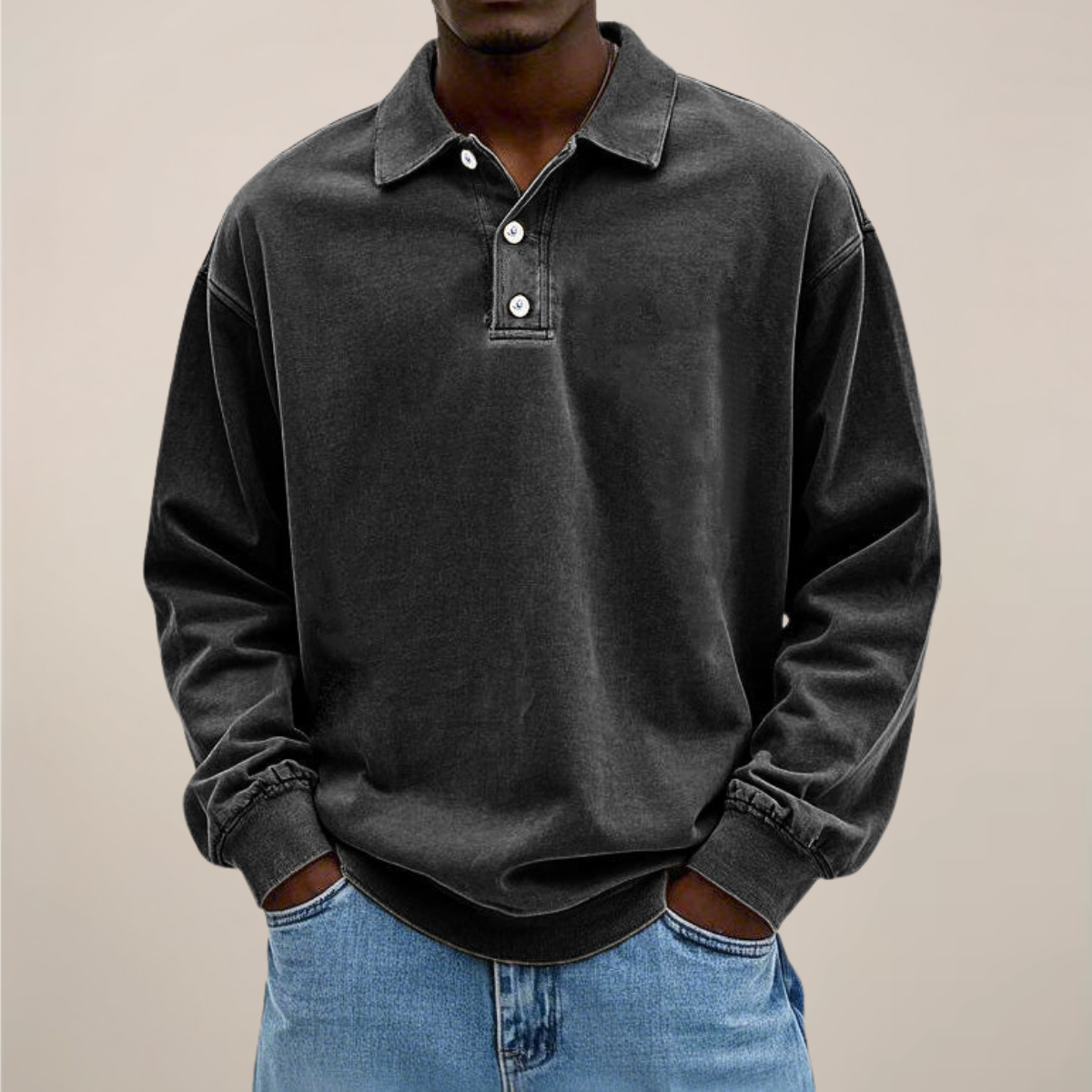 Herrars långärmad polo - Stilren bomullsblandning för alla tillfällen