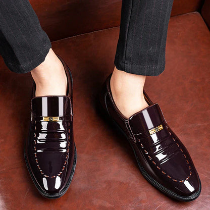 Herrens Lack Loafers – Stiliga Slip-On Skor för Formella Evenemang