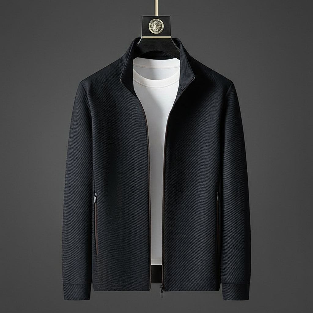 Herr Zip-Up Jacka och Tapered Joggers för Stilig Vardaglig Användning