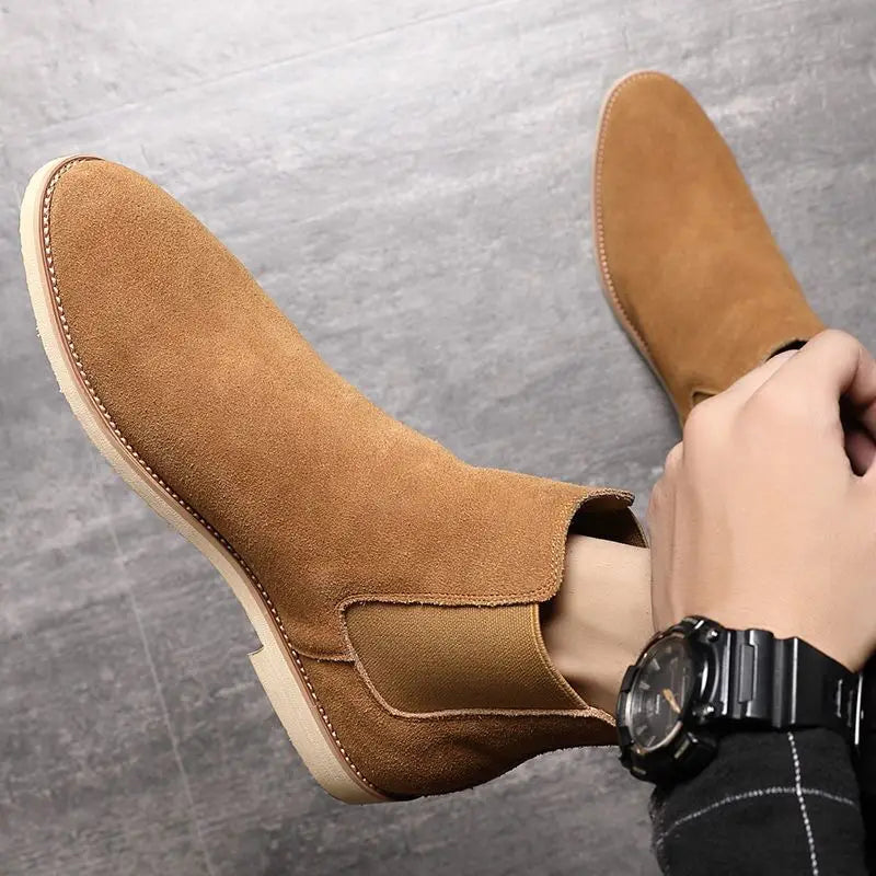 Herrars Retro Chelsea Boots - Stilig Medelhög Ankeldesign för Alla Tillfällen
