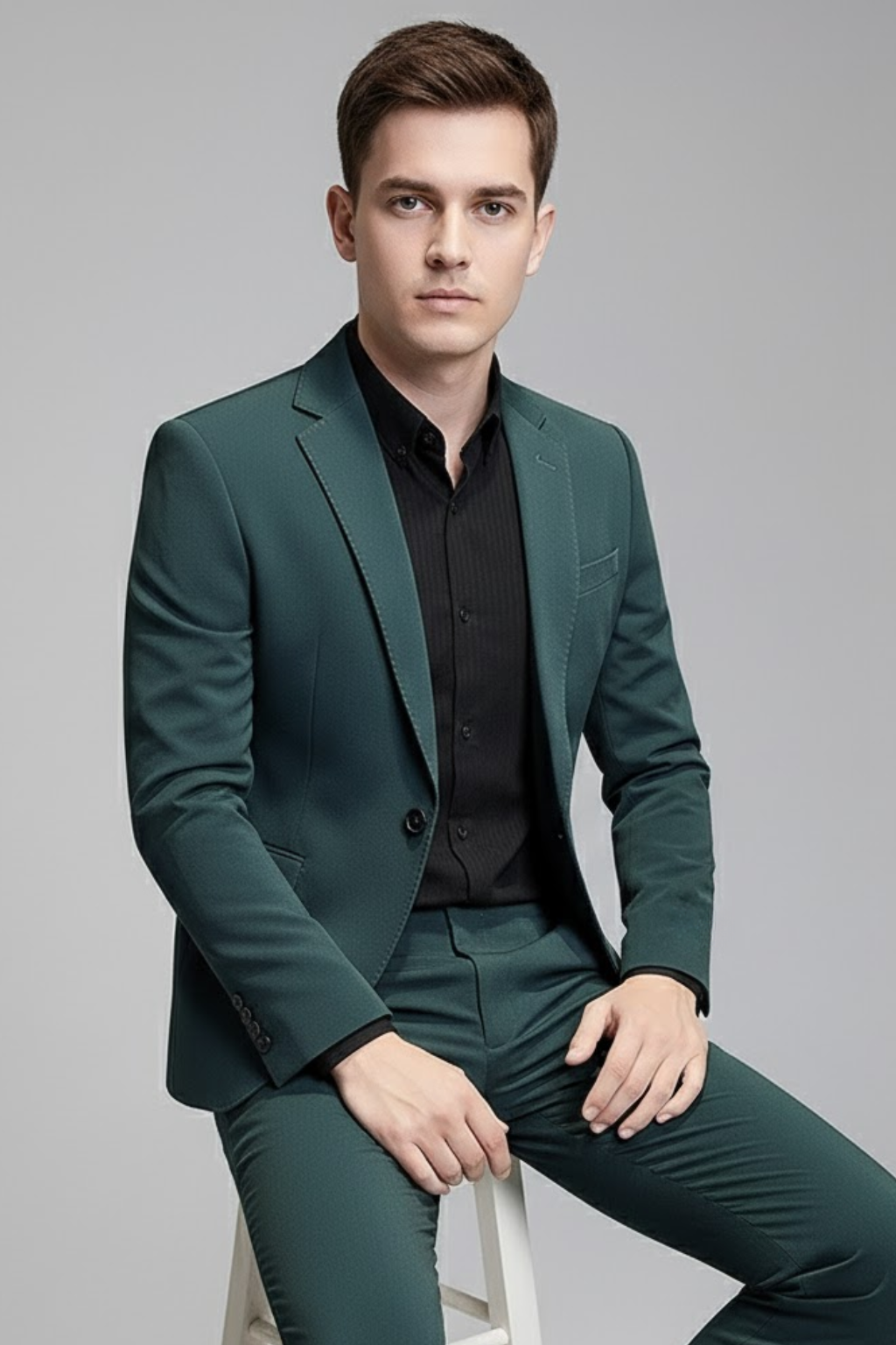 Herrers Slim Fit Affärsdräkt - Nutida Koreansk Stil för Formella och Avslappnade Evenemang