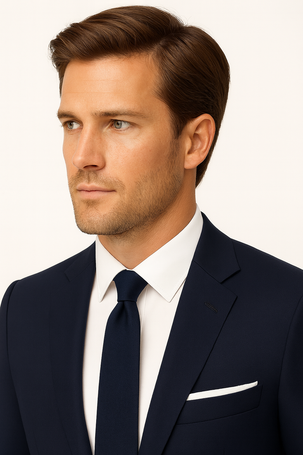 Mäns Marinblå Slim Fit Kostym – Stilig Blazer och Byxor för Formella Evenemang