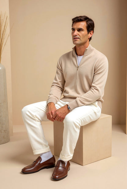 Herr Slim Fit Zip-Up Jacka - Stilren Ståkrage Design