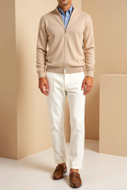 Herr Slim Fit Zip-Up Jacka - Stilren Ståkrage Design