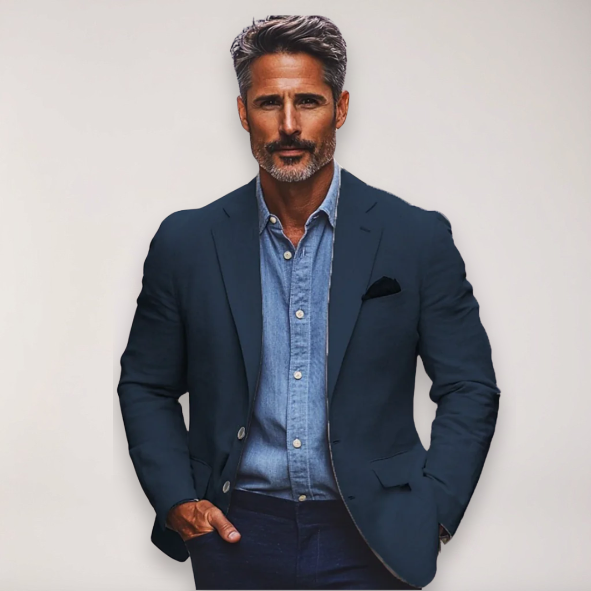 Herrsmart casual blazer i beige, marinblå, blå och grå - Idealisk för kontor och evenemang