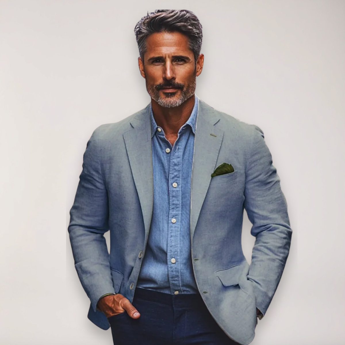 Herrsmart casual blazer i beige, marinblå, blå och grå - Idealisk för kontor och evenemang