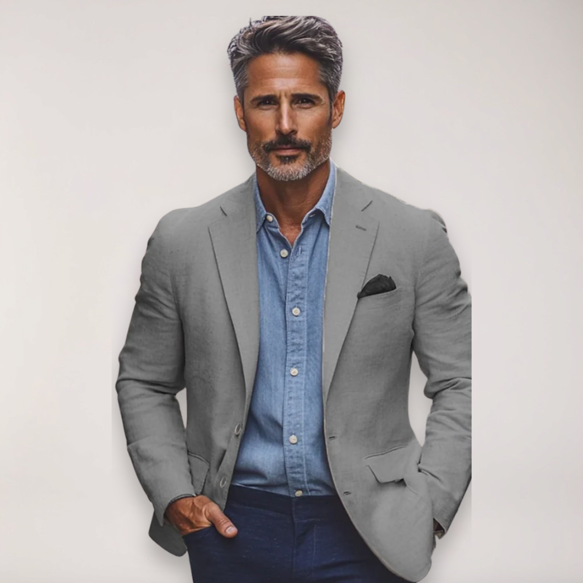 Herrsmart casual blazer i beige, marinblå, blå och grå - Idealisk för kontor och evenemang