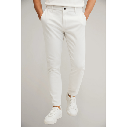 Herrklassiska byxor med rak front för kontorsbruk