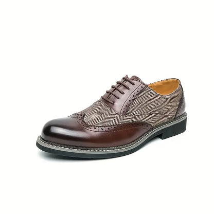 Herrens Tweed Oxford Brogues – Stiliga Wingtip Snörskor för Formella Tillfällen