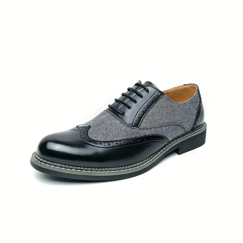 Herrens Tweed Oxford Brogues – Stiliga Wingtip Snörskor för Formella Tillfällen
