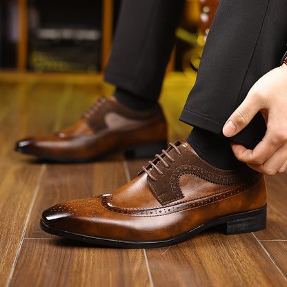 Herrars Tvåfärgade Brogue Oxfordskor – Wingtip Stil för Formella Tillfällen