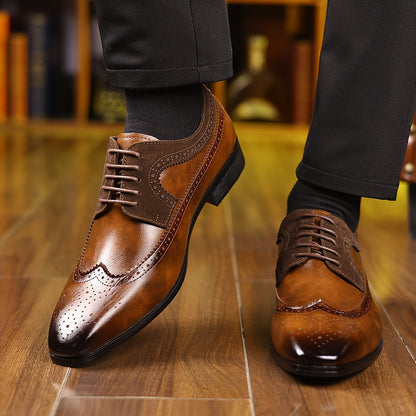 Herrars Tvåfärgade Brogue Oxfordskor – Wingtip Stil för Formella Tillfällen