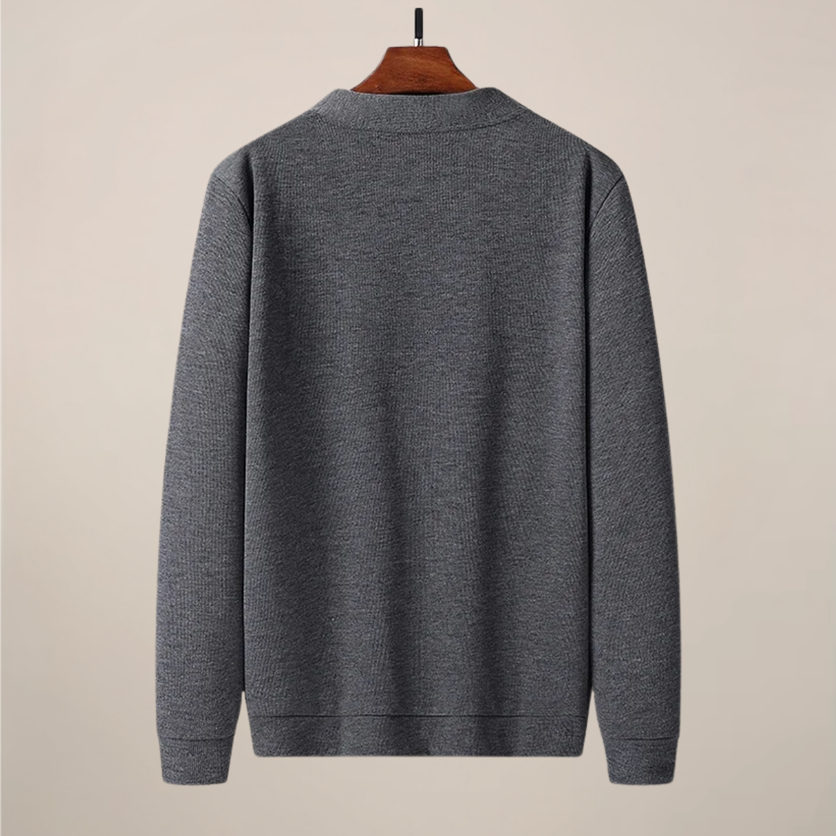 Herr V-ringad stickad cardigan med fickor för vardagsbruk