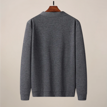 Herr V-ringad stickad cardigan med fickor för vardagsbruk