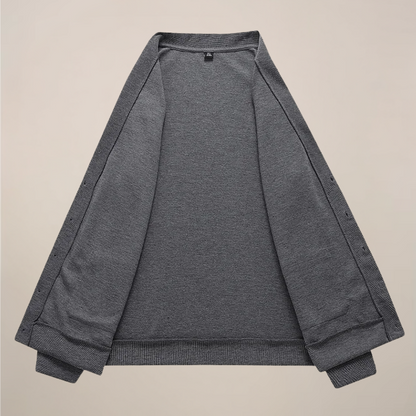 Herr V-ringad stickad cardigan med fickor för vardagsbruk