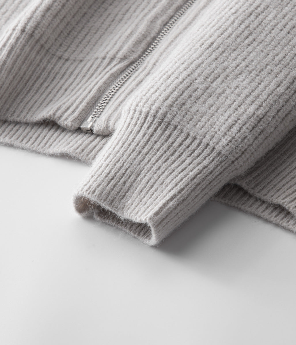 Mäns Ribbade Tröja med Hög Krage för Stilig Lagerpåläggning