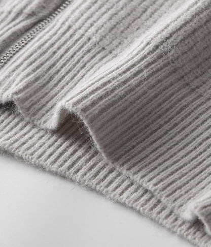 Mäns Ribbade Funnel Neck Zip Cardigan för Alla Tillfällen