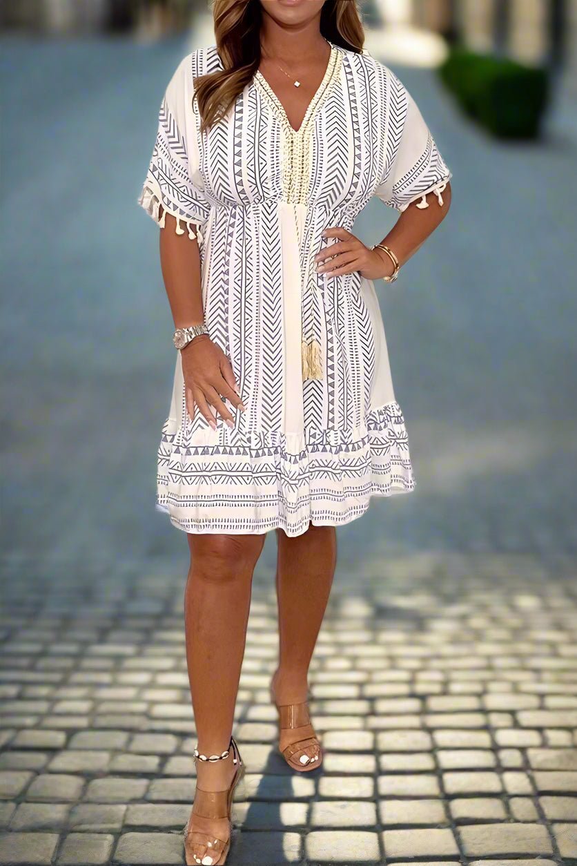 Magdalena | Stilig Tryckt Klänning för Alla Tillfällen