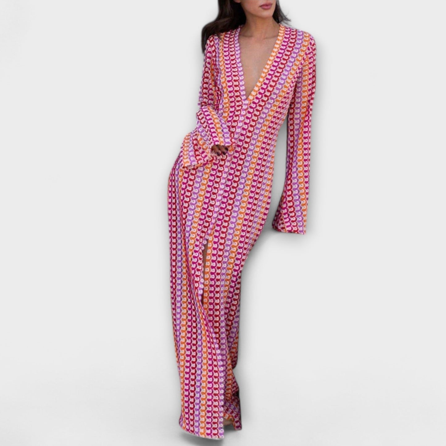 Elina V-ringad Maxiklänning för Sommarsemestern