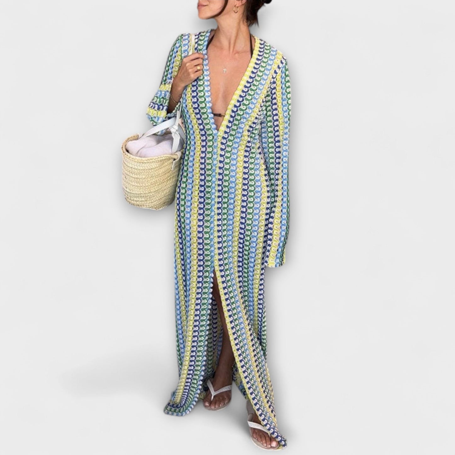 Elina V-ringad Maxiklänning för Sommarsemestern