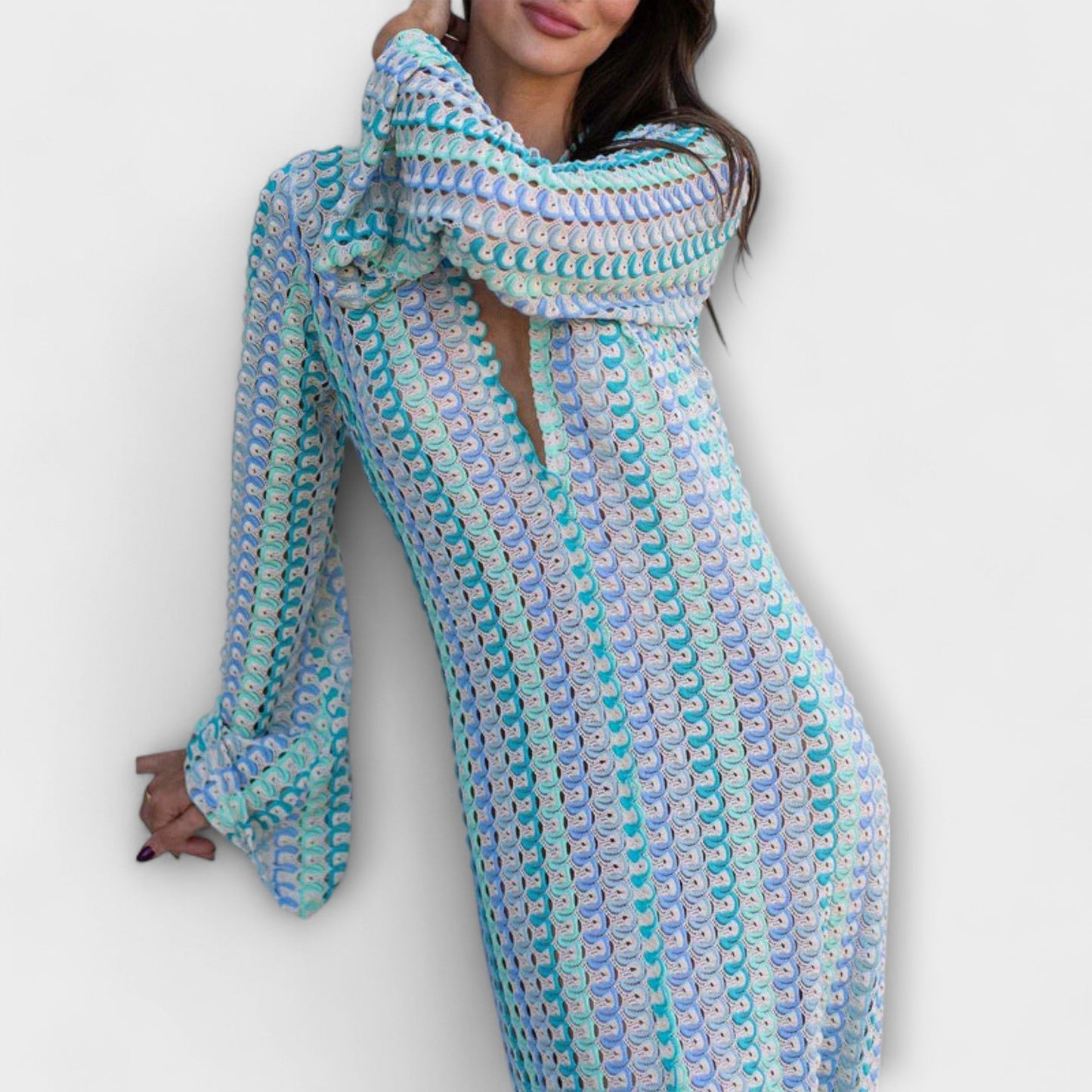 Elina V-ringad Maxiklänning för Sommarsemestern