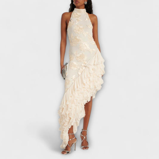 Karen - Blommig Applikation Maxi Klänning för Speciella Tillfällen