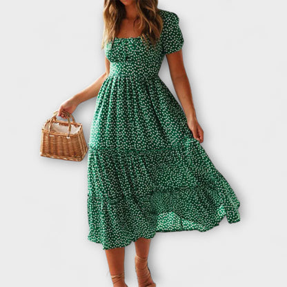 Chic blommig puffärmad maxiklänning för evenemang