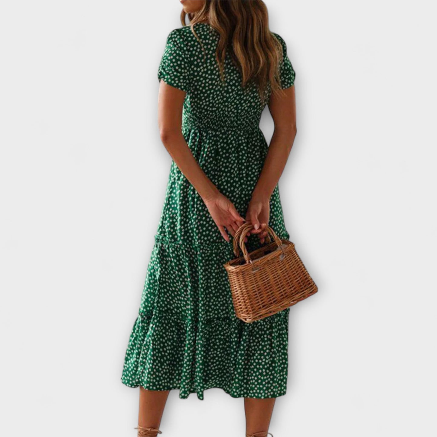 Chic blommig puffärmad maxiklänning för evenemang