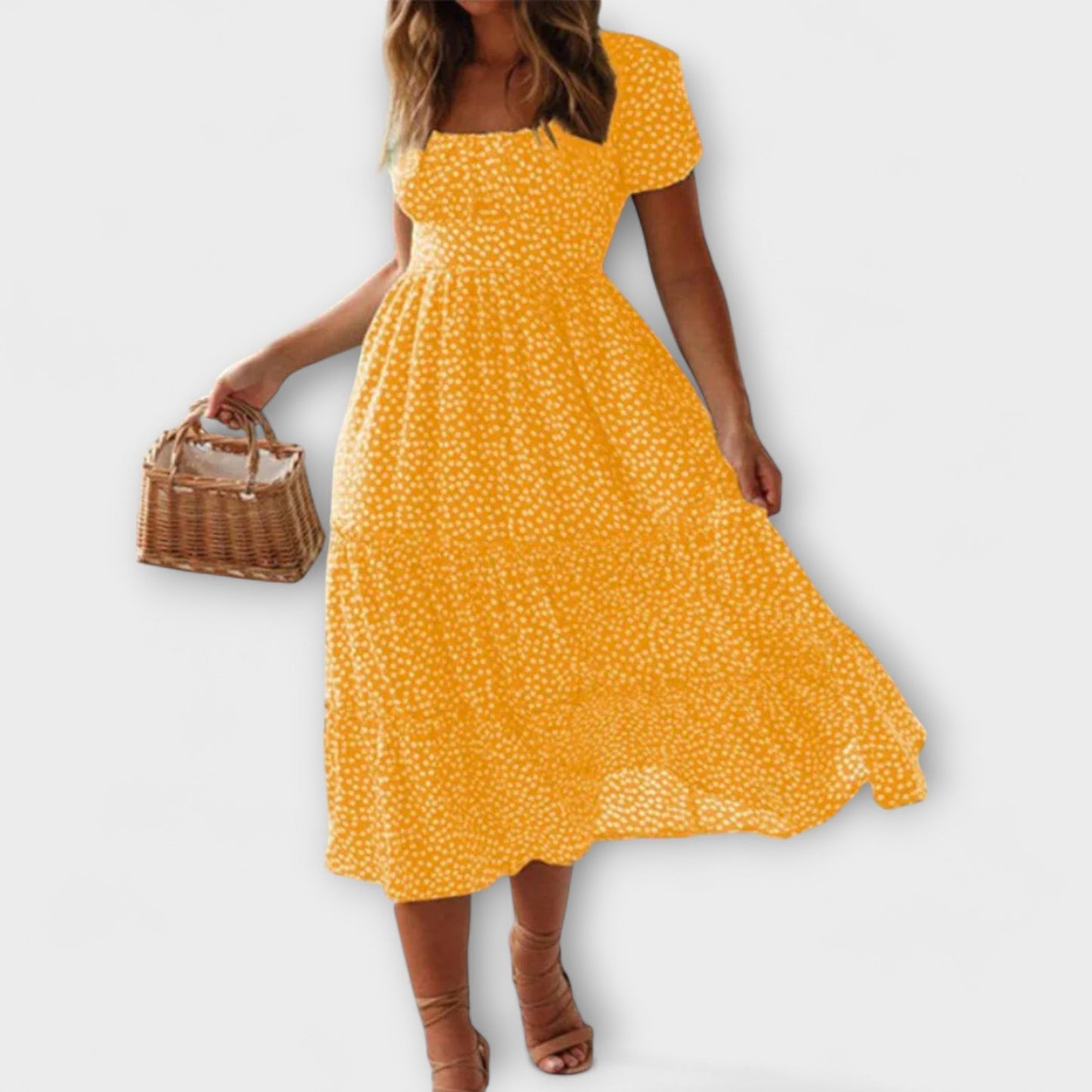 Chic blommig puffärmad maxiklänning för evenemang