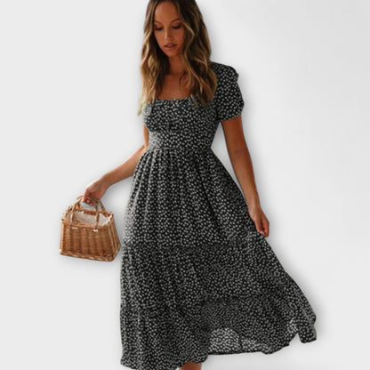 Chic blommig puffärmad maxiklänning för evenemang