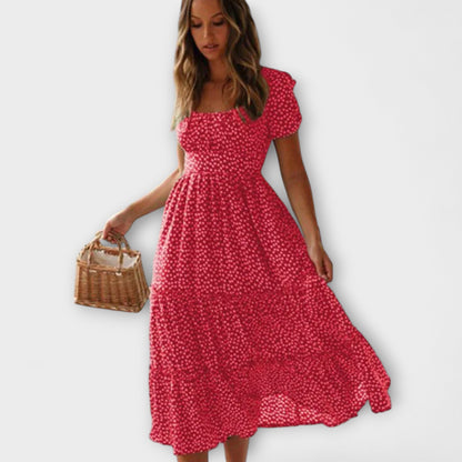 Chic blommig puffärmad maxiklänning för evenemang