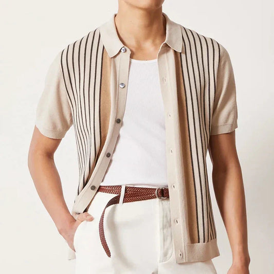 Herrarnas Randiga Polotröja för Vår- och Sommarbruk