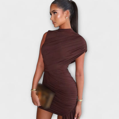 Chic Roll Neck Maxi Klänning för Stiliga Tillfällen