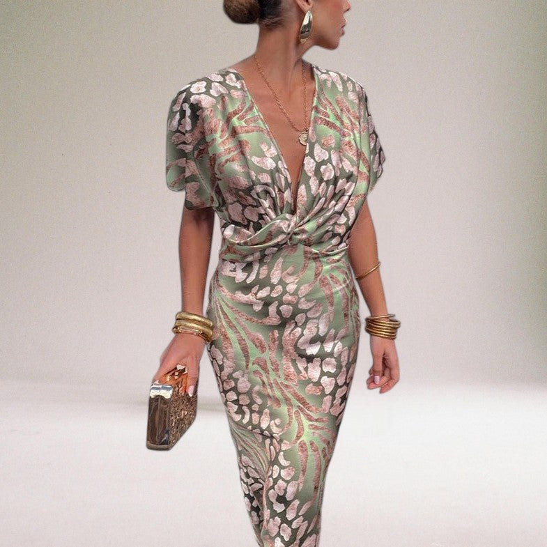 Tvistad V-ringad Maxiklänning för Speciella Tillfällen